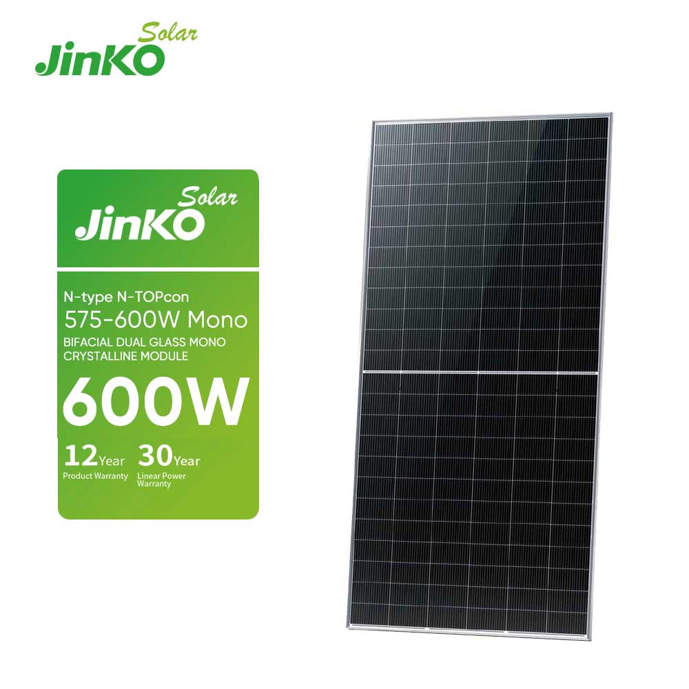 Modulo fotovoltaico monocristallino bifacciale di tipo N ad alta efficienza Jinko Solar da 575-600 W con elevata potenza da 600 W